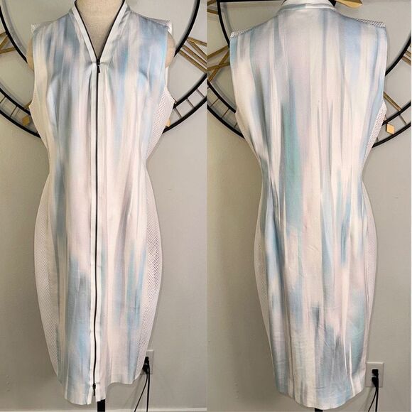 Elie Tahari Womens Leslie Watercolor Sleeveless Full Zip Cocktail Dress Modern - Picture 1 of 10